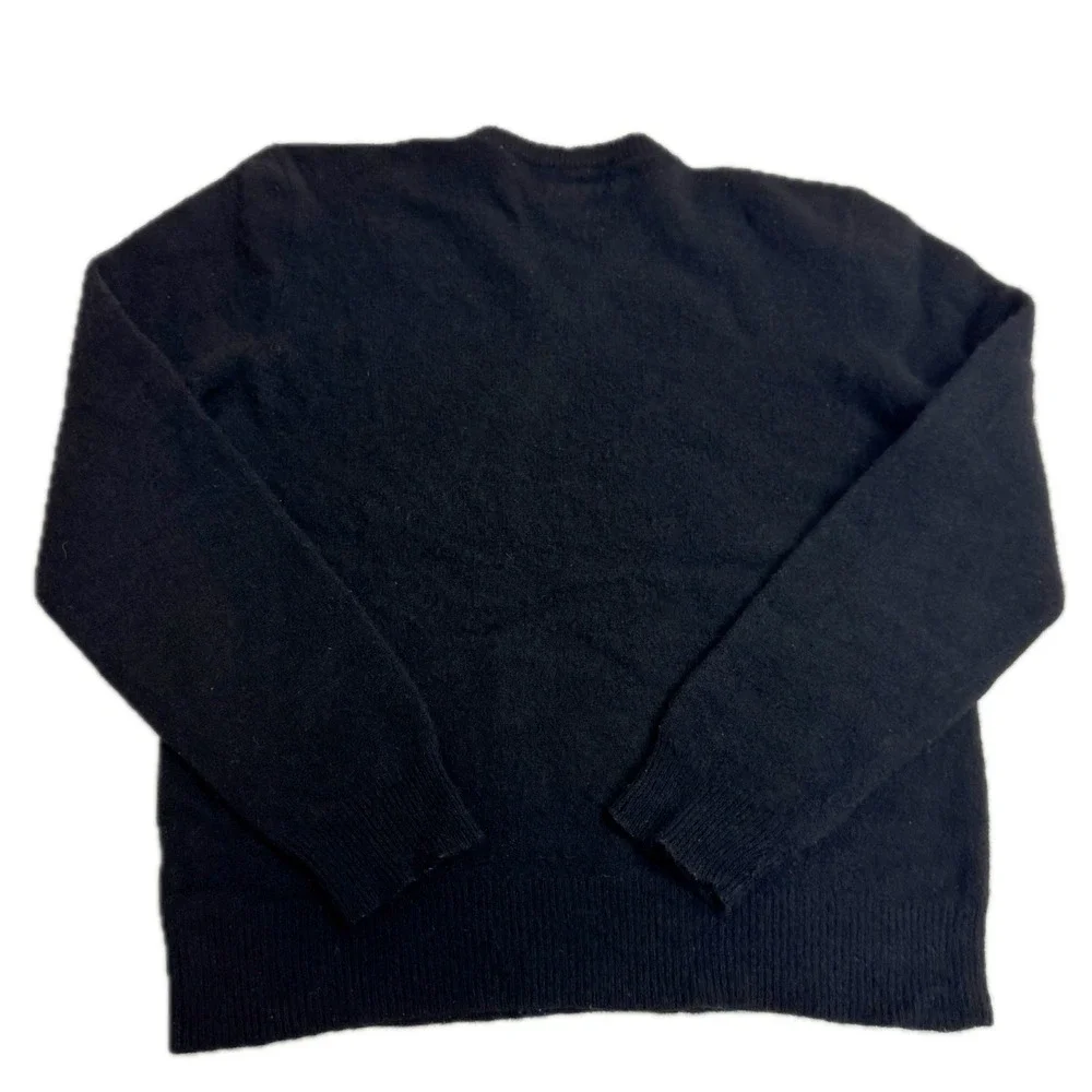 Polo Ralph Lauren Sweater Womens Large Black Lambs Wool V Neck Red Pony Logo - Picture 2 of 6